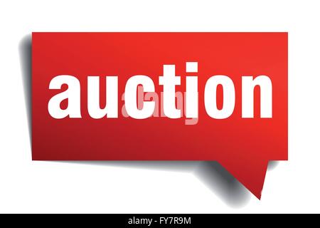 auction red square 3d realistic isolated web button Stock Vector Image ...