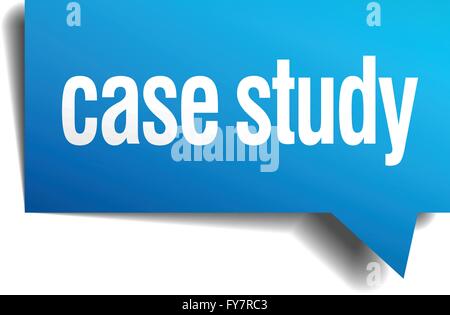 case study blue 3d realistic paper speech bubble Stock Vector