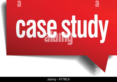 case study red 3d realistic paper speech bubble Stock Vector