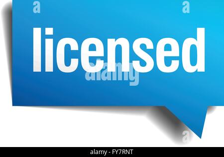 licensed blue 3d realistic paper speech bubble Stock Vector