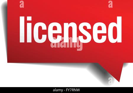 licensed red 3d realistic paper speech bubble Stock Vector