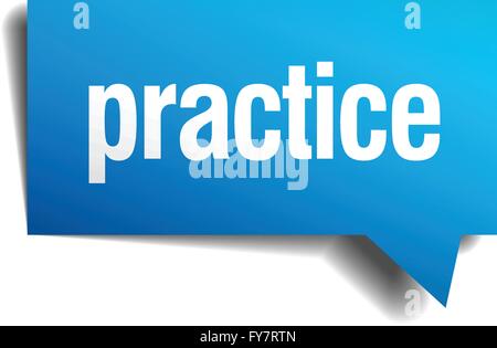 practice blue 3d realistic paper speech bubble Stock Vector