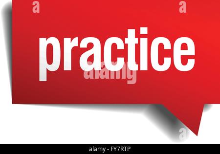 practice red 3d realistic paper speech bubble Stock Vector