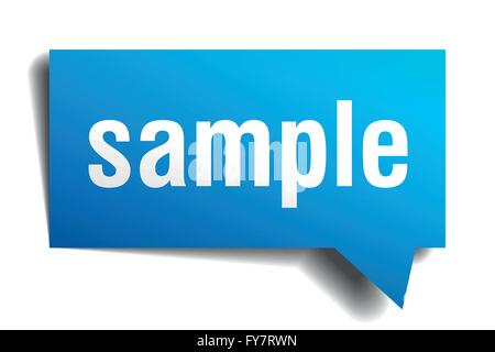 Sample blue 3d realistic paper speech bubble isolated on white Stock Vector