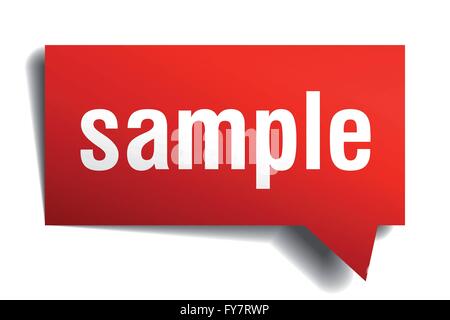 Sample red 3d realistic paper speech bubble isolated on white Stock Vector