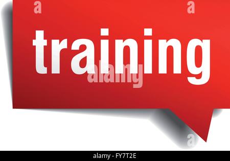 Training red 3d realistic paper speech bubble isolated on white Stock Vector