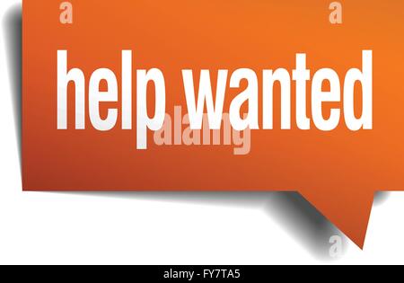 help wanted orange speech bubble isolated on white Stock Vector