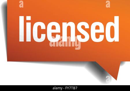 licensed orange speech bubble isolated on white Stock Vector