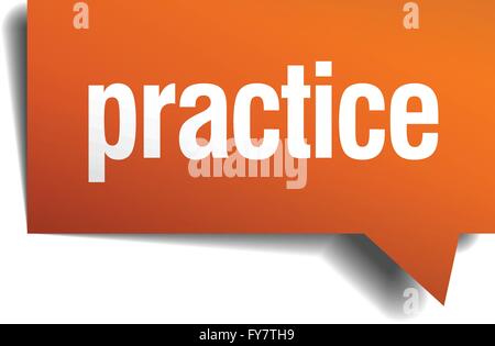 practice orange speech bubble isolated on white Stock Vector