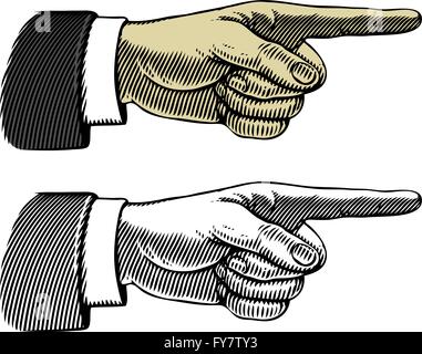 Hand with pointing finger. Vector illustration, isolated, grouped, transparent background. Stock Vector