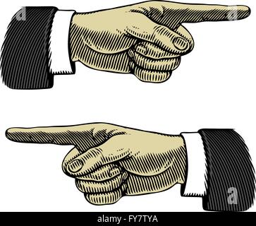 Hand with pointing finger left and right. Vector illustration, isolated, grouped, transparent background Stock Vector