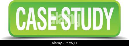 case study green 3d realistic square isolated button Stock Vector