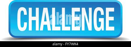 challenge blue 3d realistic square isolated button Stock Vector