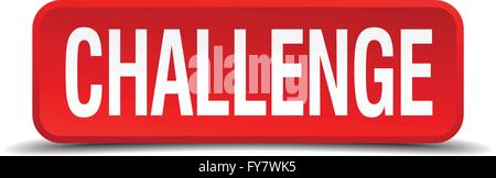 challenge red 3d square button on white background Stock Vector