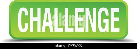 challenge green 3d realistic square isolated button Stock Vector
