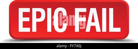 Epic fail red 3d square button isolated on white background Stock Vector