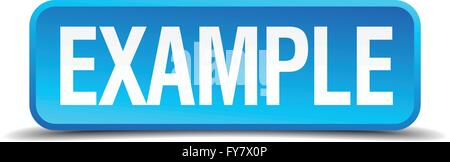 example blue 3d realistic square isolated button Stock Vector