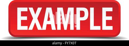 Example red 3d square button isolated on white background Stock Vector