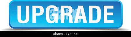 Upgrade blue 3d realistic square isolated button Stock Vector