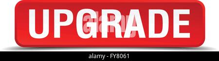 Upgrade red 3d square button isolated on white Stock Vector