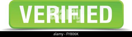 Verified green 3d realistic square isolated button Stock Vector