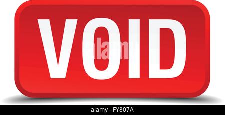 Void red 3d square button isolated on white Stock Vector