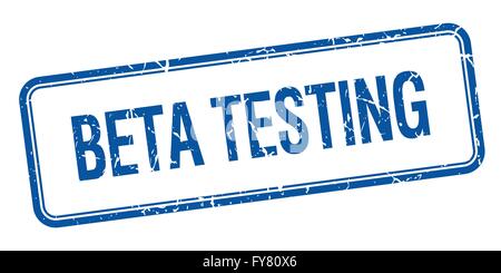 beta testing blue square grungy vintage isolated stamp Stock Vector