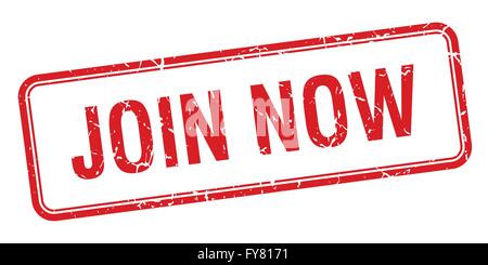 join now red square grungy vintage isolated stamp Stock Vector
