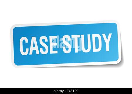 case study blue square sticker isolated on white Stock Vector