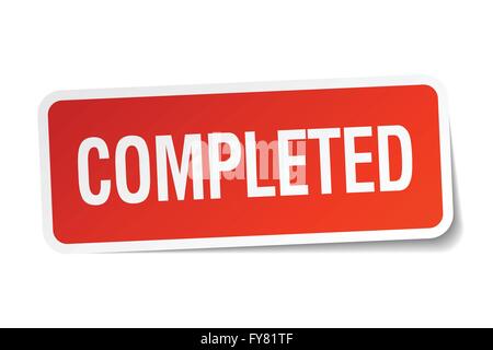 completed sticker. completed square isolated sign. completed Stock ...
