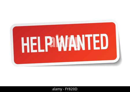 help wanted red square sticker isolated on white Stock Vector