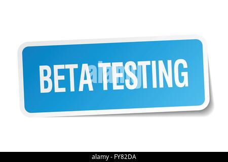 beta testing blue square sticker isolated on white Stock Vector
