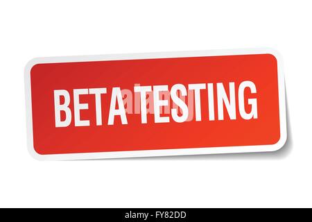 beta testing red square sticker isolated on white Stock Vector