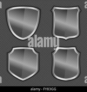 Transparent glass shields, vector eps10 illustration Stock Vector