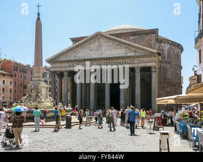 Pantheon, obelisk and fountain on Piazza della Rotonda square in Rome, Italy Stock Photo