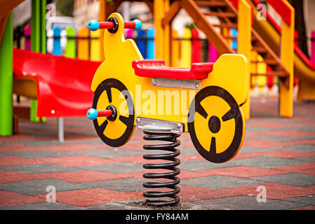 Colorful playground on yard in the park. Stock Photo