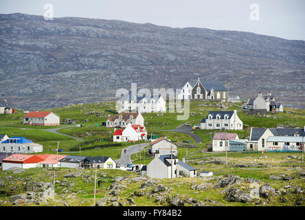 2015 Eriskay village, The Roman Catholic church of St. Michael's on a hill overlooking the main village on Eriskay, Èirisgeigh, Stock Photo