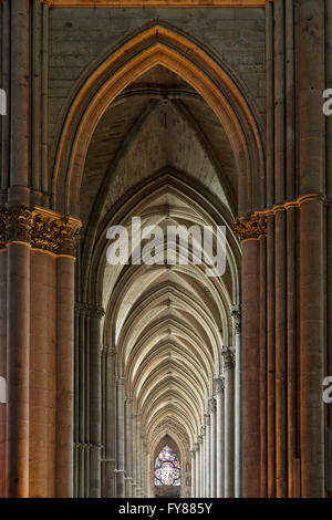 Right nave of Notre-Dame Cathedral. Reims. Champagne. France.