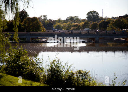 Flint River above Hamilton Dam in Flint, Michigan. Stock Photo