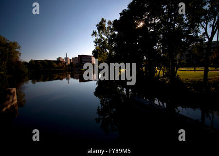 Flint River in Flint, Michigan above Hamilton Dam. Stock Photo