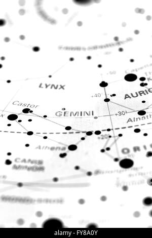 Gemini star map zodiac Stock Photo