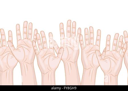 raised hands horizontal seamless pattern vector illustration Stock Vector