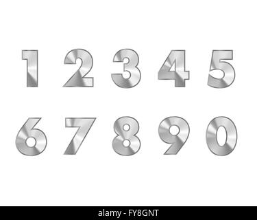 steel numbers metal text, vector illustration Stock Vector