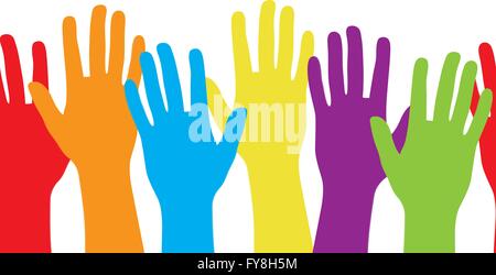 raised colors hands horizontal seamless pattern vector illustration Stock Vector