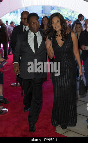 New York, USA. 23rd April, 2016. Pele and Marcia Aoki attend Tribeca Film Festival premiere of Pele: Birth of a Legend at BMCC Credit:  lev radin/Alamy Live News Stock Photo