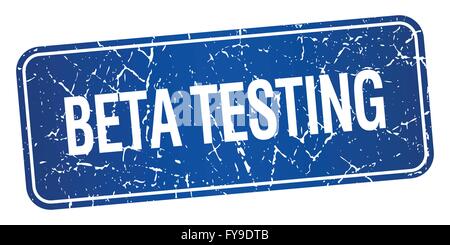 beta testing blue square grunge textured isolated stamp Stock Vector