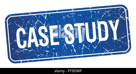 case study blue square grunge textured isolated stamp Stock Vector