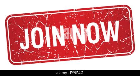 join now red square grunge textured isolated stamp Stock Vector