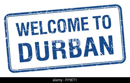 welcome to Durban blue grunge square stamp Stock Vector