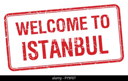 welcome to Istanbul red grunge square stamp Stock Vector